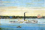 James Bard Trojan, Hudson River steamboat oil painting reproduction